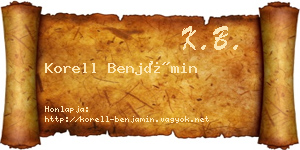 Korell Benjámin névjegykártya